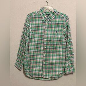 Ralph Lauren Green Plaid Kids Button Down Shirt